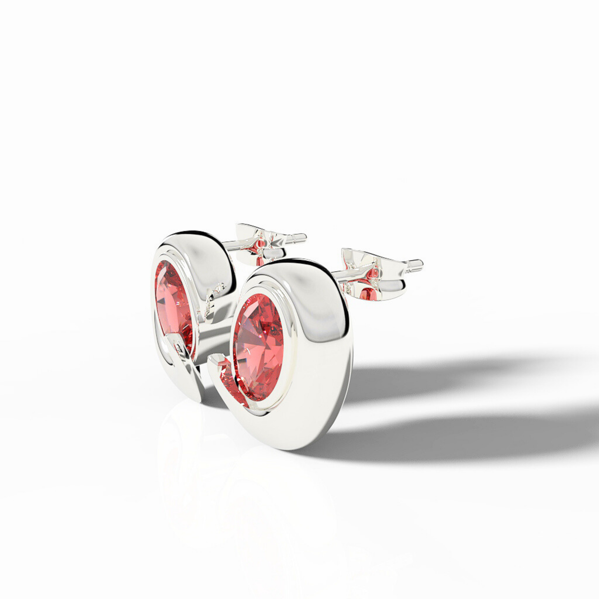 Art Deco Ruby Stud For Girlfriend, Hallmarked 925 Sterling Silver